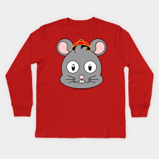 CNY: YEAR OF THE RAT (HEAD) Kids Long Sleeve T-Shirt